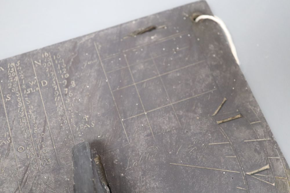 An 18th century slate sundial bearing solar calculations